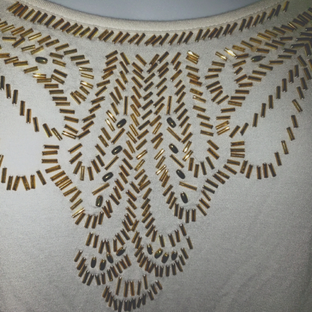 Plus Size 3x 22 24 White Embellished Lane Bryant Top Shirt Women's Long - Picture 3 of 4